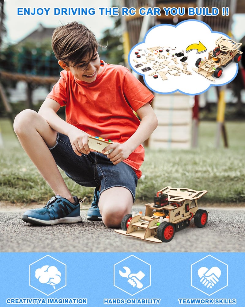 Poraxy STEM Kits for Kids Age 8-10 Toys for Boys Age 8-12 Building Remote Control Model Car Wooden 3D Puzzles 8-13 Teenage Science Projects  Birthday Gifts for 8 9 10 11 12 13 Year Old Teen Boys Girls - Image 2